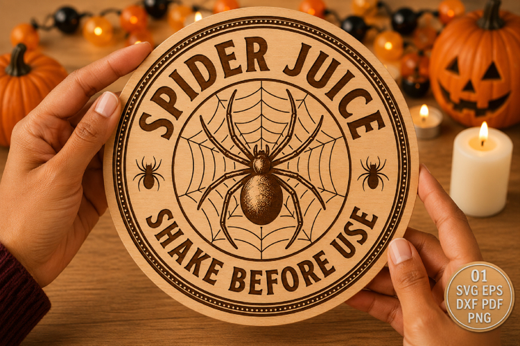 Spider Juice Shake Before Use SVG, Potion Label Round Sign
