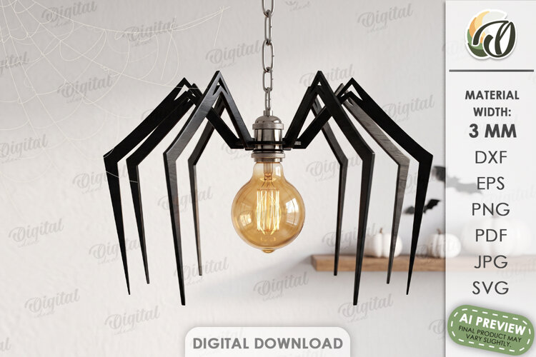 Spider Lampshade Laser Cut. Halloween Pendant Lamp SVG example image 1