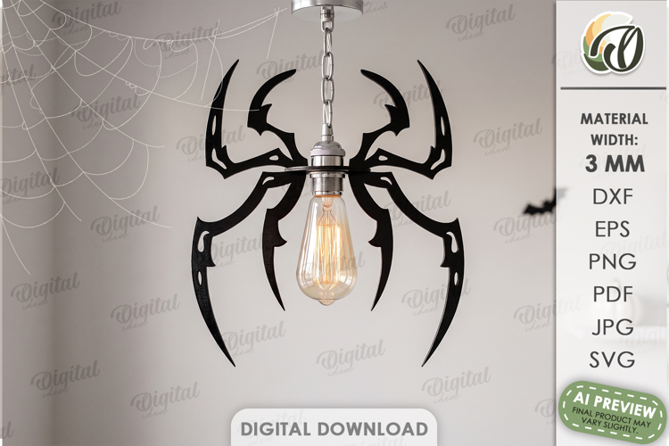 Spider Lampshade Laser Cut. Halloween Pendant Lamp SVG