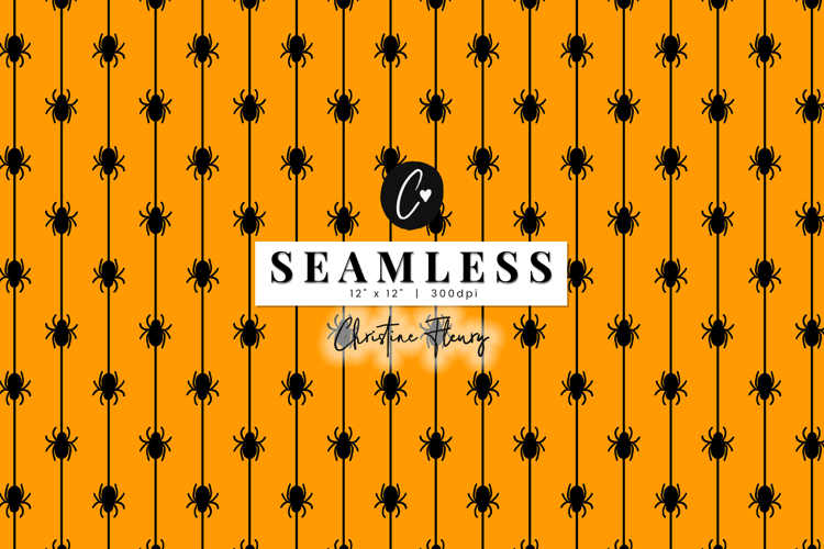 Orange Spider Pattern | Cute Halloween Digital Paper