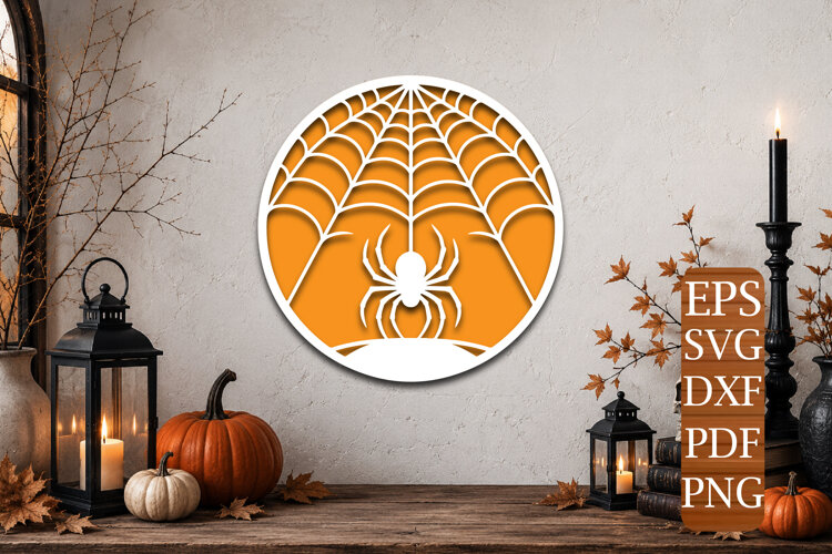 Spider Web Circle Laser Cut SVG example image 1