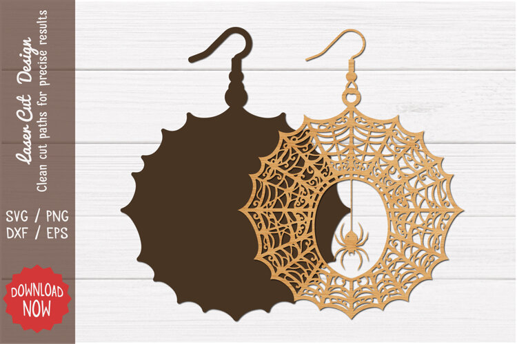 Spider Web Earrings SVG example image 1