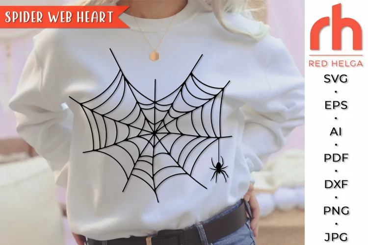 Spider Web Heart SVG, Halloween Design, Spiderweb DFX
