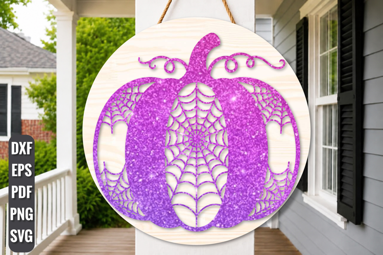 Spider Web Pumpkin Round Sign Laser Cut SVG