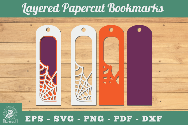 Spider Webs 3D Papercut Bookmarks SVG