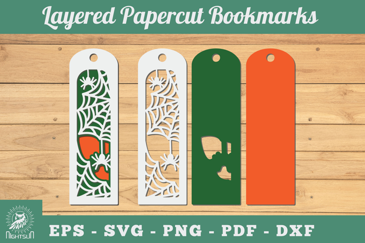 Spider Webs 3D Papercut Bookmarks SVG
