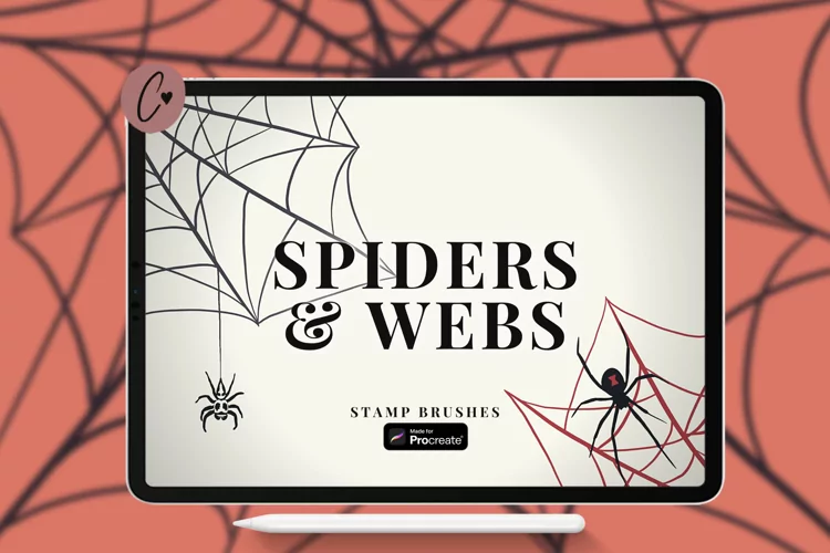 Spiders and Webs Stamp Brushes for Procreate