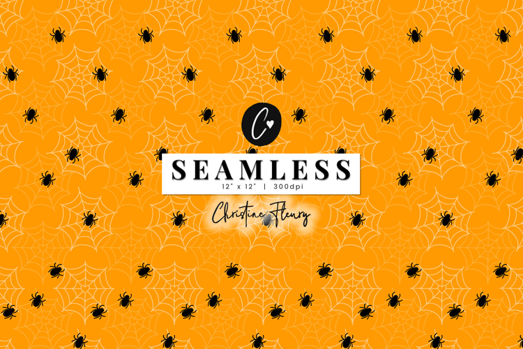 Orange Spiderweb and Spiders Pattern | Cute Halloween Paper