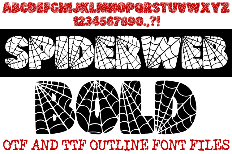 Spiderweb Bold Font Spooky Halloween Web Typography Letters