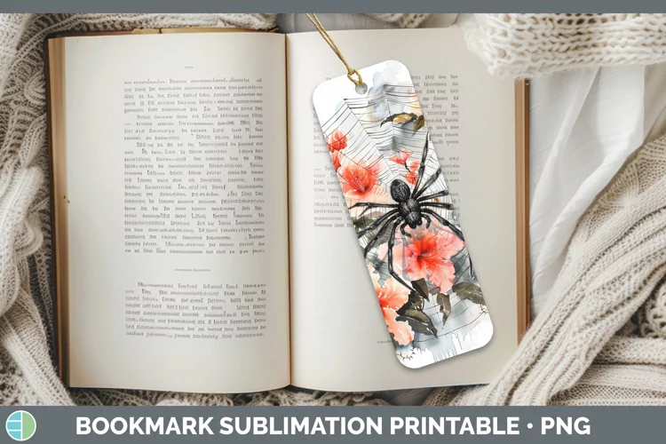 Spiderweb Flowers Azalea Bookmark Sublimation Printable Desi