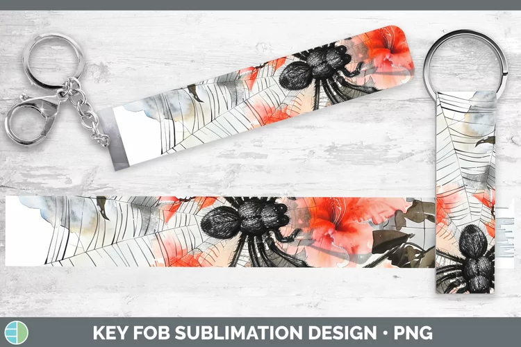 Spiderweb Flowers Azalea Key Fob Sublimation Wristlet Design
