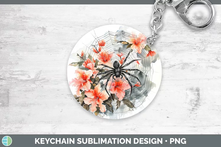 Spiderweb Flowers Azalea Keychain Sublimation Keyring Design