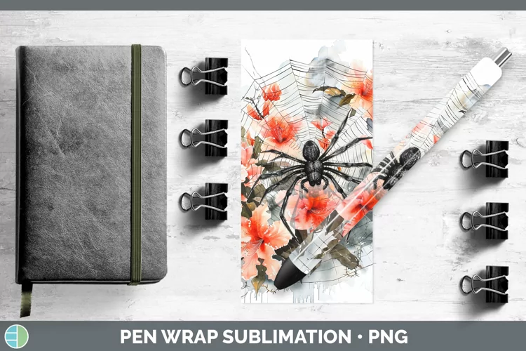 Spiderweb Flowers Azalea Pen Wrap Sublimation Epoxy Pen Desi