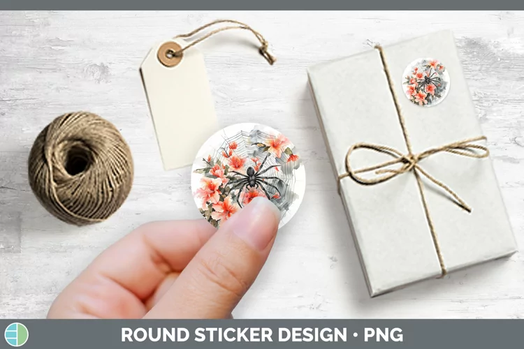 Spiderweb Flowers Azalea Stickers | Round Labels Designs