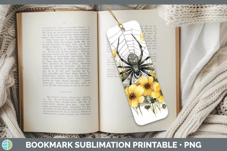 Spiderweb Flowers Buttercup Bookmark Sublimation Printable D