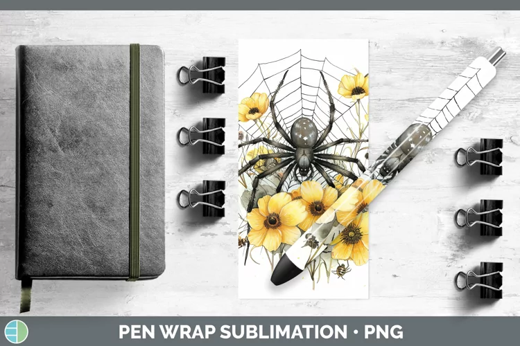 Spiderweb Flowers Buttercup Pen Wrap Sublimation Epoxy Pen D