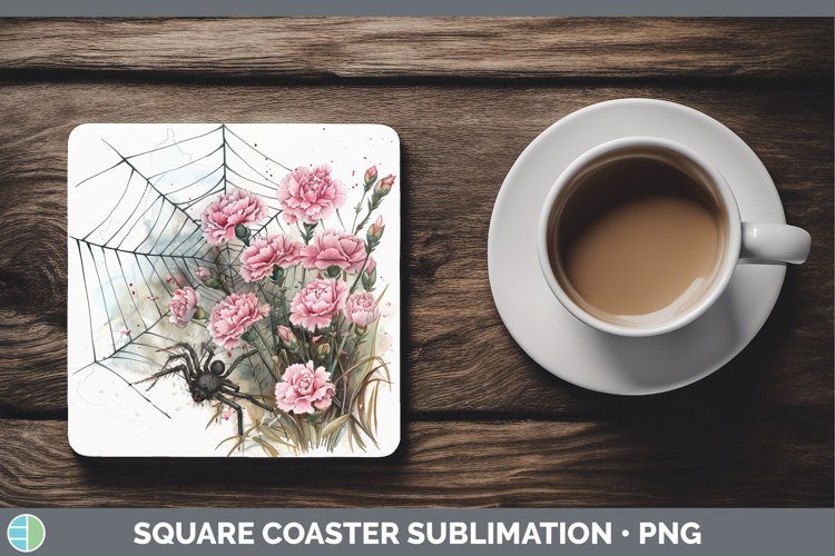GorgeousSpiderweb Flowers Square Coaster design.
