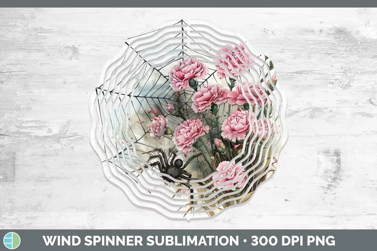 Spiderweb Flowers Carnation Wind Spinner Sublimation Spinner