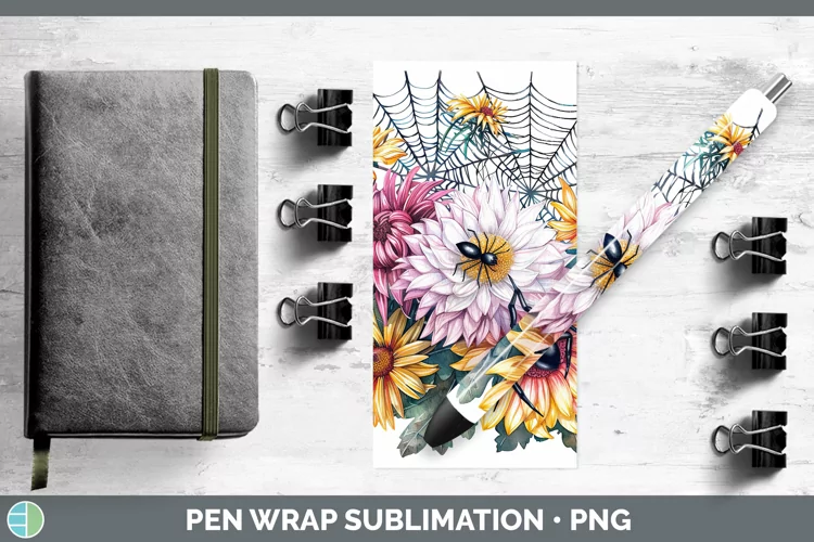 Spiderweb Flowers Chrysanthemum Pen Wrap Sublimation Epoxy P