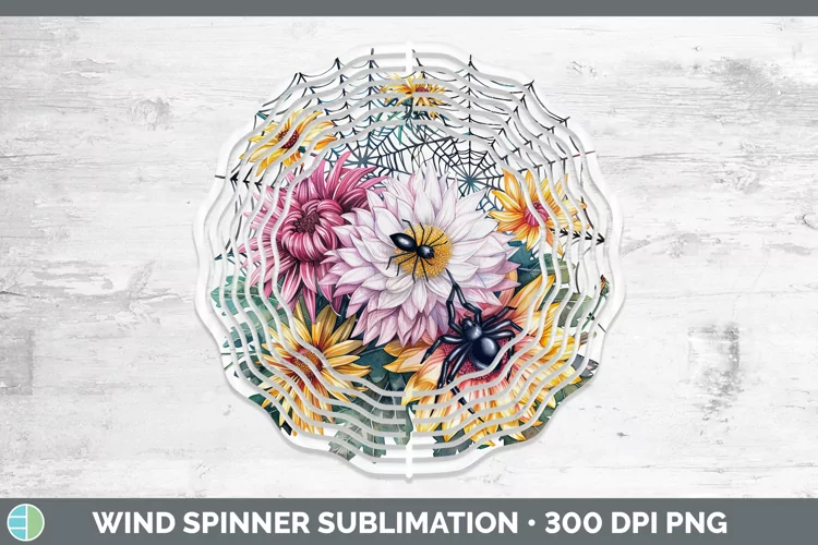 Spiderweb Flowers Chrysanthemum Wind Spinner Sublimation Spi