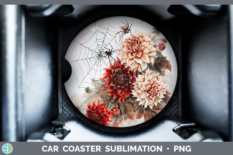GorgeousSpiderweb Flowers Car Coaster design.