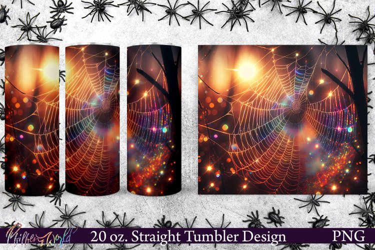 Halloween Tumbler Wrap | Spiderweb | Sunrise