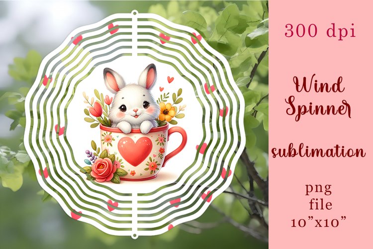 Watercolor bunny Wind Spinner | summer Sublimation Spinner