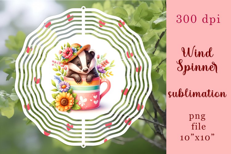 Watercolor badger Wind Spinner | summer Sublimation Spinne