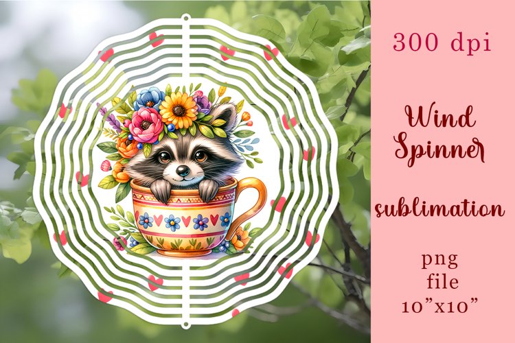 Watercolor raccoon Wind Spinner | summer Sublimation Spinne