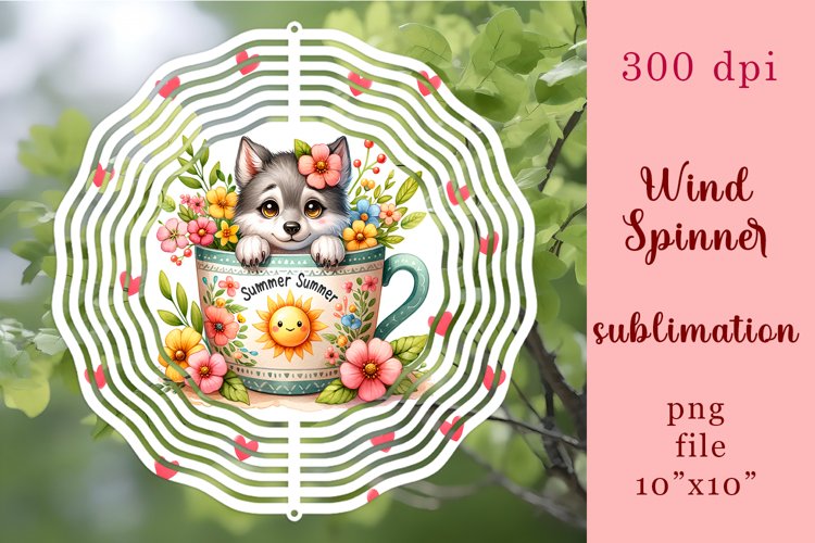 Watercolor wolf Wind Spinner | summer Sublimation Spinner