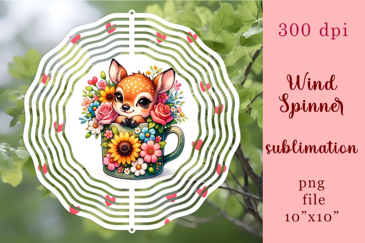 Watercolor deer Wind Spinner | summer Sublimation Spinner