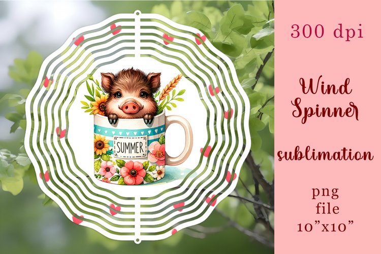 Watercolor wild boar Wind Spinner|summer Sublimation Spinner