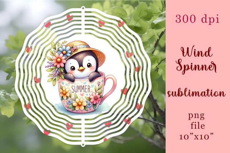 Watercolor penguin Wind Spinner|summer Sublimation Spinner