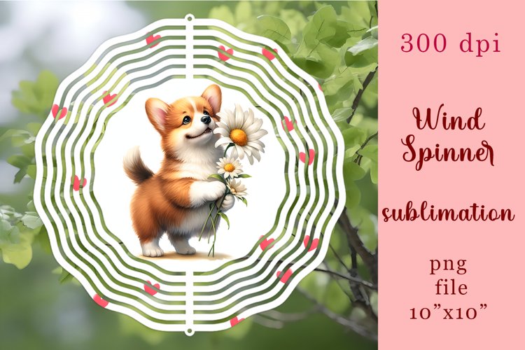 Watercolor Dog Wind Spinner | Sublimation Spinner example image 1