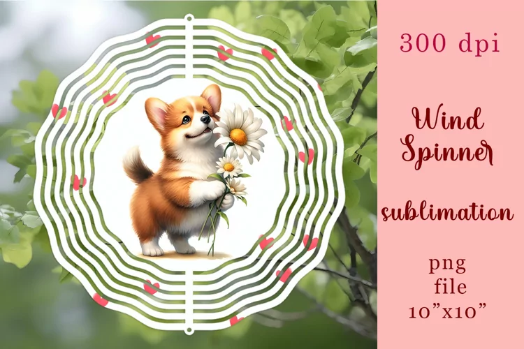 Watercolor Dog Wind Spinner | Sublimation Spinner
