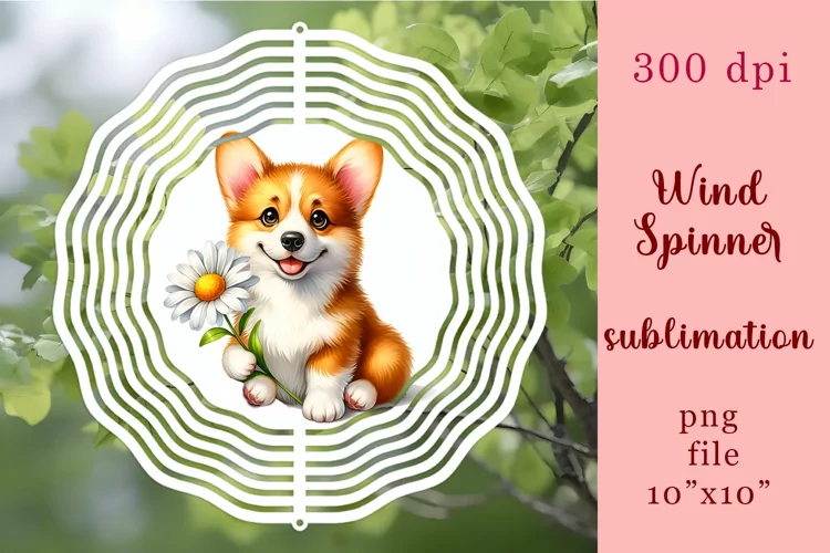 Watercolor Dog Wind Spinner | Sublimation Spinner