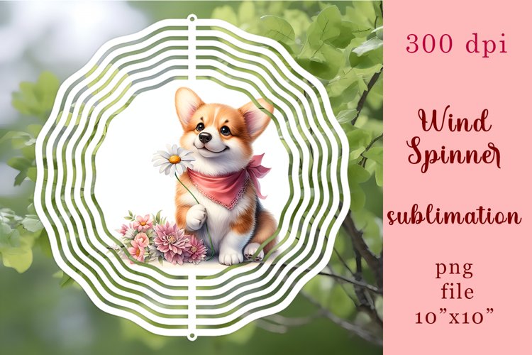 Watercolor Dog Wind Spinner | Sublimation Spinner example image 1