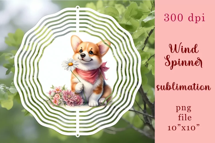 Watercolor Dog Wind Spinner | Sublimation Spinner