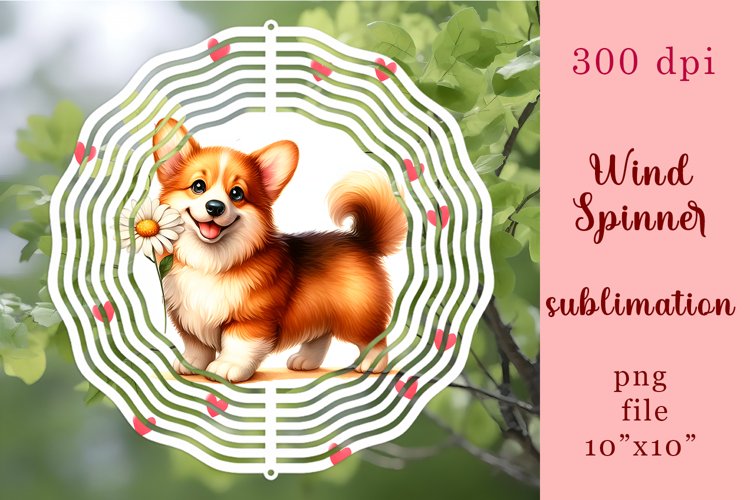Watercolor Dog Wind Spinner | Sublimation Spinner example image 1