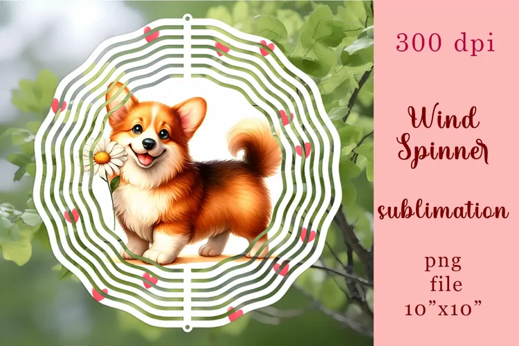 Watercolor Dog Wind Spinner | Sublimation Spinner
