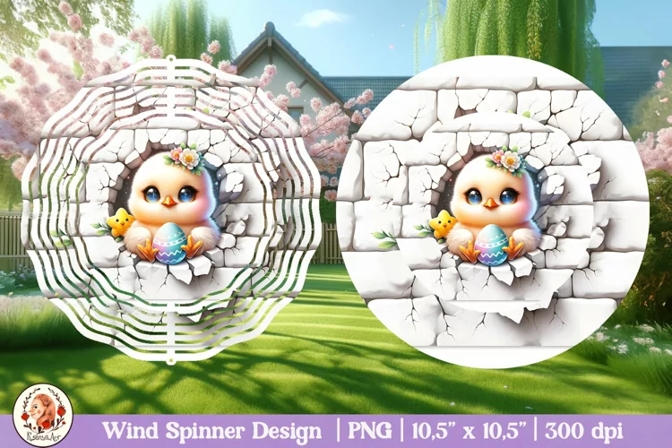 Easter Spinner, Wind Spinners easter, 3d spinner, 3d cracked