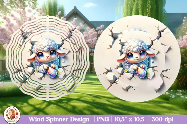 Easter Spinner, Wind Spinners easter, 3d spinner, 3d cracked