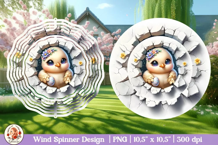 Easter Spinner, Wind Spinners easter, 3d spinner, 3d cracked