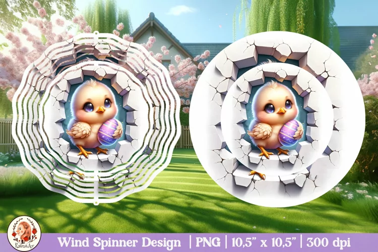 Easter Spinner, Wind Spinners easter, 3d spinner, 3d cracked
