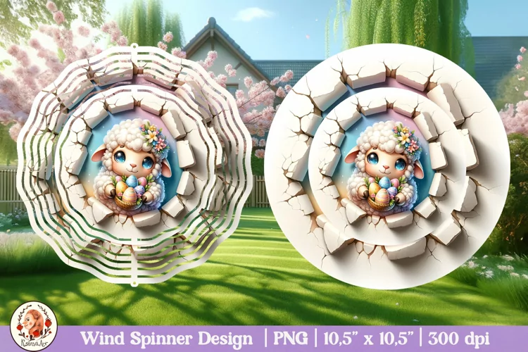 Easter Spinner, Wind Spinners easter, 3d spinner, 3d cracked