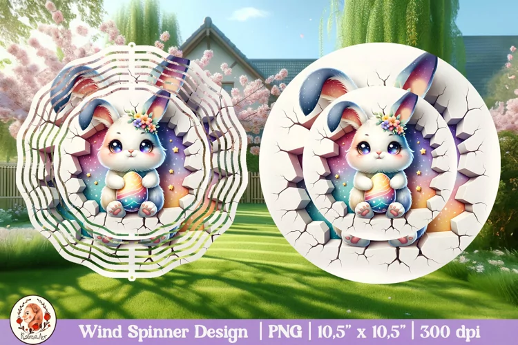 Easter Spinner, Wind Spinners easter, 3d spinner, 3d cracked