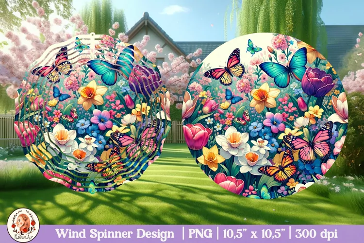 Butterfly Wind Spinner, 3D Spring Wind Spinner, Cracked Wall
