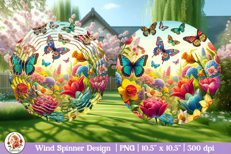 Butterfly Wind Spinner, 3D Spring Wind Spinner, Cracked Wall