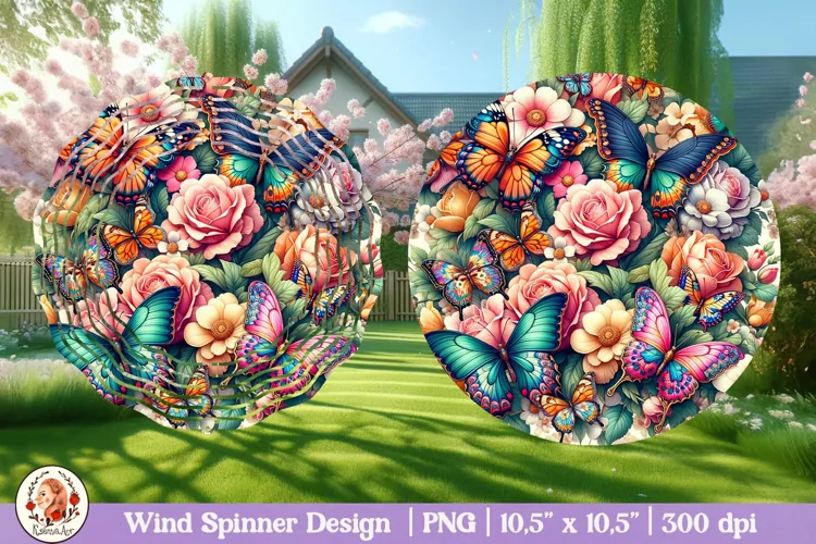 Butterfly Wind Spinner, 3D Spring Wind Spinner, Cracked Wall