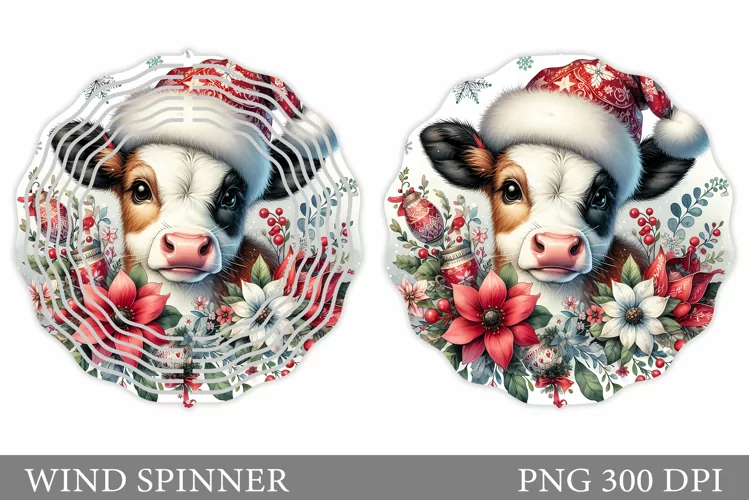 Christmas Cow Wind Spinner. Christmas Wind Spinner Design